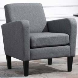 Portland Grey Linen Padded Seat Armchair - Size: Single - Wilko