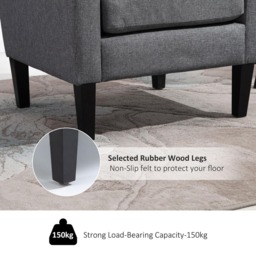 Portland Grey Linen Padded Seat Armchair - Size: Single - Wilko - thumbnail 7