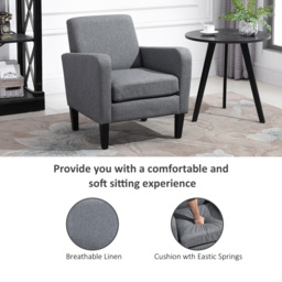 Portland Grey Linen Padded Seat Armchair - Size: Single - Wilko - thumbnail 6