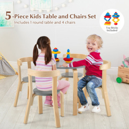 Costway 4 Seater Kids Bentwood Dining Set Grey - Wilko - thumbnail 4