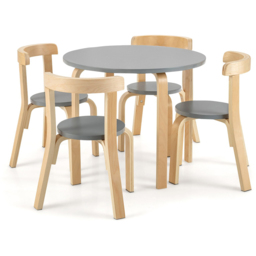 Costway 4 Seater Kids Bentwood Dining Set Grey - Wilko - thumbnail 3