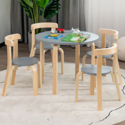 Costway 4 Seater Kids Bentwood Dining Set Grey - Wilko