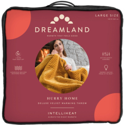 Dreamland Hurry Home Mustard Velvet Herringbone Quilted Heated Throw 120 x 160cm - Size: 43 x 12 x 41cm - Yellow - Wilko - thumbnail 4