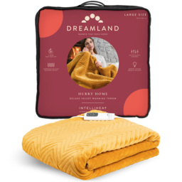 Dreamland Hurry Home Mustard Velvet Herringbone Quilted Heated Throw 120 x 160cm - Size: 43 x 12 x 41cm - Yellow - Wilko - thumbnail 3