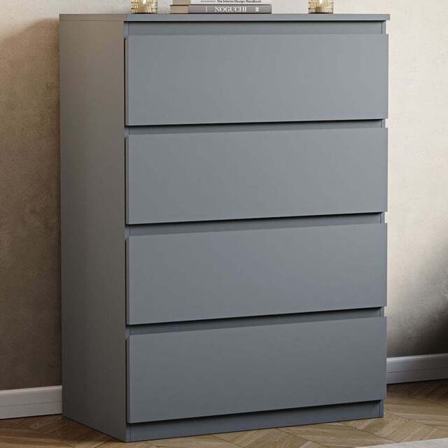 Vida Designs Denver 4 Drawer Grey Chest of Drawers - Wilko - image 1