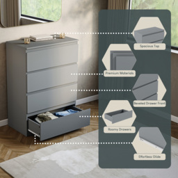 Vida Designs Denver 4 Drawer Grey Chest of Drawers - Wilko - thumbnail 7