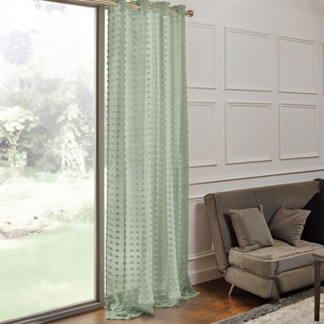 Fleur Sage Tufted Eyelet Voile Panel 137 x 213cm - Wilko - image 1