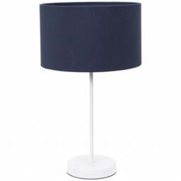 ValueLights Charlie Navy Drum Shade White Table Lamp and Bulb - Size: 43 x 25 x 25cm - Wilko - thumbnail 1