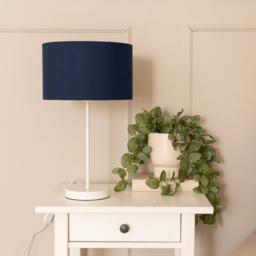 ValueLights Charlie Navy Drum Shade White Table Lamp and Bulb - Size: 43 x 25 x 25cm - Wilko - thumbnail 4