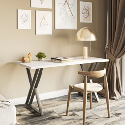 Shefa New York 6 Seater Dining Table Concrete Grey - Wilko - thumbnail 5