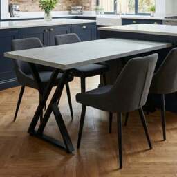 Shefa New York 6 Seater Dining Table Concrete Grey - Wilko - thumbnail 1