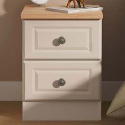 Crowndale Norfolk 2 Drawer Kashmir Ash and Bardolino Oak Compact Bedside Cabinet Ready Assembled - Kashmir Ash & Bardolino Oak - Wilko - thumbnail 1