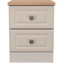 Crowndale Norfolk 2 Drawer Kashmir Ash and Bardolino Oak Compact Bedside Cabinet Ready Assembled - Kashmir Ash & Bardolino Oak - Wilko - thumbnail 3