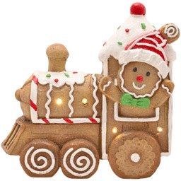 The Seasonal Gift Co. Santa and Friends Gingerbread Train LED Christmas Decoration 32cm - Size: 18 x 28.5 x 11.5cm - Brown - Wilko - thumbnail 4