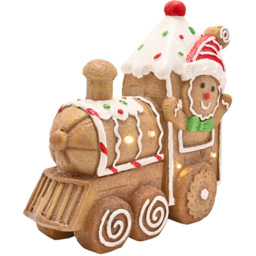The Seasonal Gift Co. Santa and Friends Gingerbread Train LED Christmas Decoration 32cm - Size: 18 x 28.5 x 11.5cm - Brown - Wilko