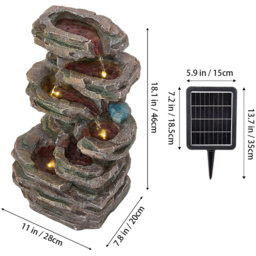 Living and Home 6-Tier Realistic Rock Effect Solar LED Water Feature - Size: 46 x 28 x 20cm - Brown - Wilko - thumbnail 6