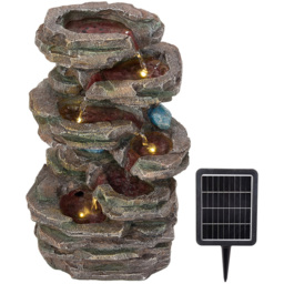 Living and Home 6-Tier Realistic Rock Effect Solar LED Water Feature - Size: 46 x 28 x 20cm - Brown - Wilko - thumbnail 1