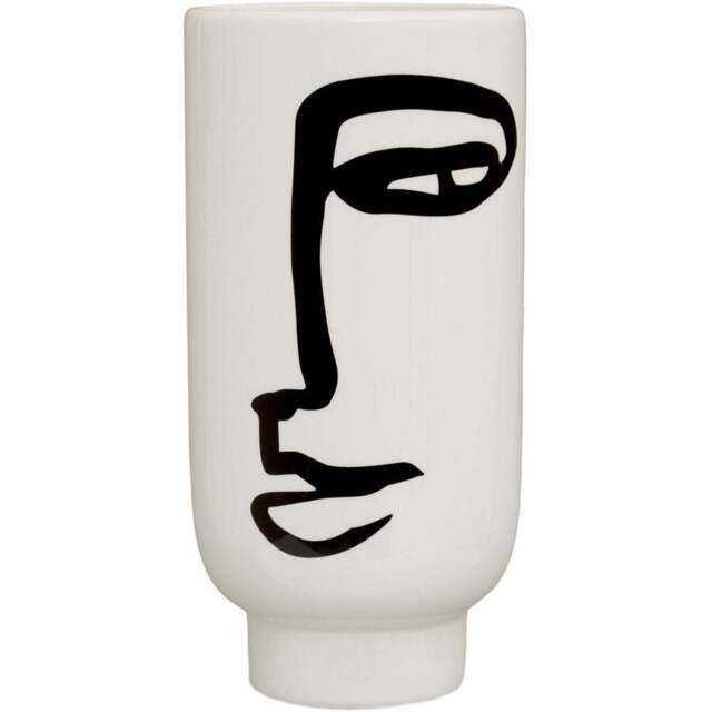 Premier Housewares White Fabia Face Ceramic Vase Large - Size: 13 x 13 x 27cm - Wilko - image 1