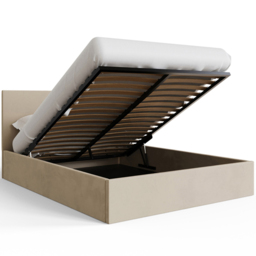 GFW Double Natural Velvet End Lift Ottoman Bed with Memory Pocket Spring Mattress - Wilko - thumbnail 6