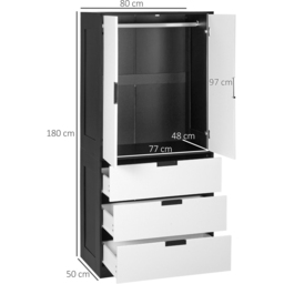 Portland 2 Door 3 Drawer White Wardrobe - Size: 2 Door, 3 Drawer - Wilko - thumbnail 4