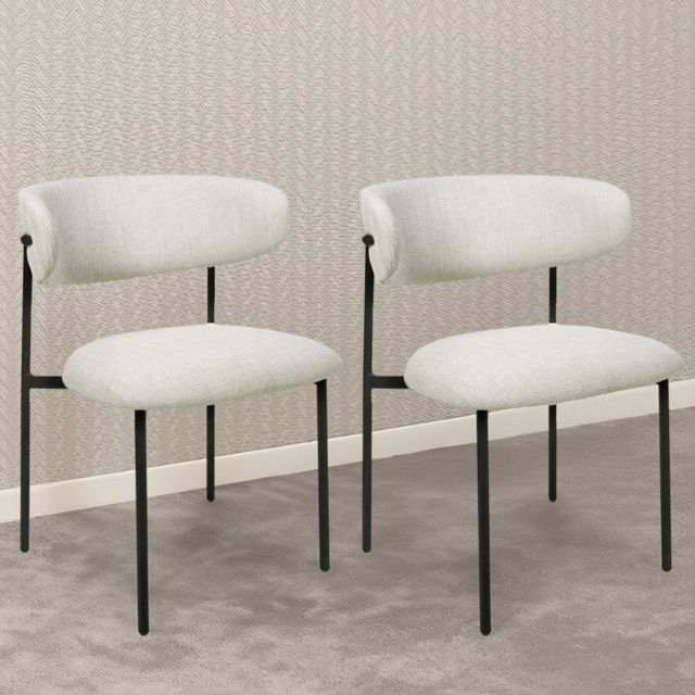 Shankar Marisa Set of 2 Natural Linen Dining Chair - Cream - Wilko - image 1