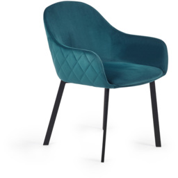 Julian Bowen Lima Set of 2 Teal Velvet Dining Chair - Blue - Wilko - thumbnail 4