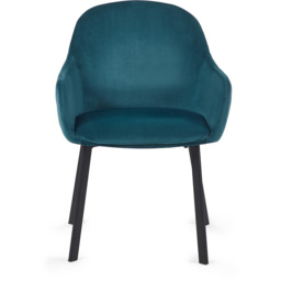 Julian Bowen Lima Set of 2 Teal Velvet Dining Chair - Blue - Wilko - thumbnail 5