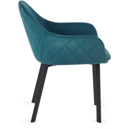 Julian Bowen Lima Set of 2 Teal Velvet Dining Chair - Blue - Wilko - thumbnail 6
