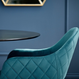 Julian Bowen Lima Set of 2 Teal Velvet Dining Chair - Blue - Wilko - thumbnail 7