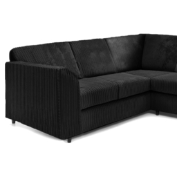 Luxor 5 Seater Black Jumbo Cord Full Back L Shaped Corner Sofa Set - Wilko - thumbnail 4