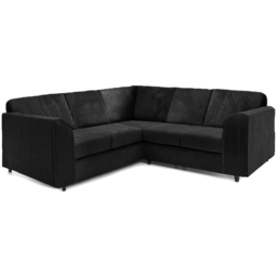 Luxor 5 Seater Black Jumbo Cord Full Back L Shaped Corner Sofa Set - Wilko - thumbnail 3