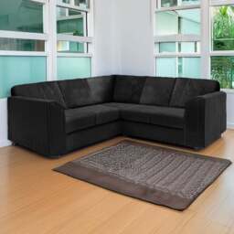 Luxor 5 Seater Black Jumbo Cord Full Back L Shaped Corner Sofa Set - Wilko - thumbnail 1