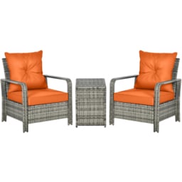 Outsunny 2 Seater Rattan Bistro Set Orange - Wilko - thumbnail 3
