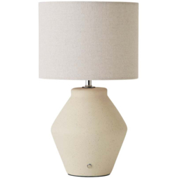 ValueLights Finn Cream Ceramic Rechargeable Table Lamp with Linen Shade - Size: 34 x 20 x 20cm - Wilko