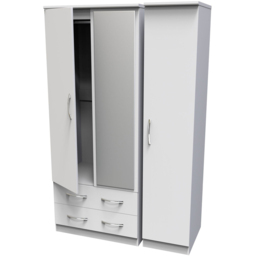 Crowndale Avon 3 Door 2 Drawer White Matt Mirrored Wardrobe Ready Assembled - Size: 3 Door, 2 Drawer - Wilko - thumbnail 7