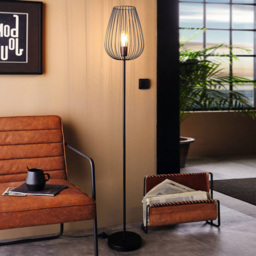 EGLO Newtown Black Caged Floor Lamp - Size: 27.5 x 27.5 x 159.5cm - Wilko - thumbnail 3