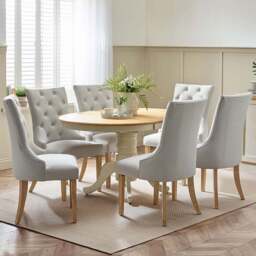 Furniturebox Fowey Kennsington 6 Seater Wooden Extending Dining Set Cream and Oak Effect - Wilko - thumbnail 1