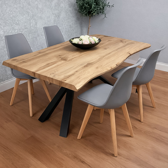 Portland 4 Seater Faux Leather Plastic Wooden Dining Set Grey - Wilko - image 1