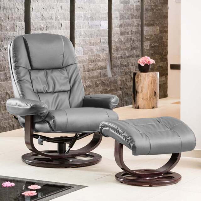 Artemis Home Burdell Grey Massage and Heat Swivel Recliner Chair with Footstool - Size: Single - Wilko - image 1