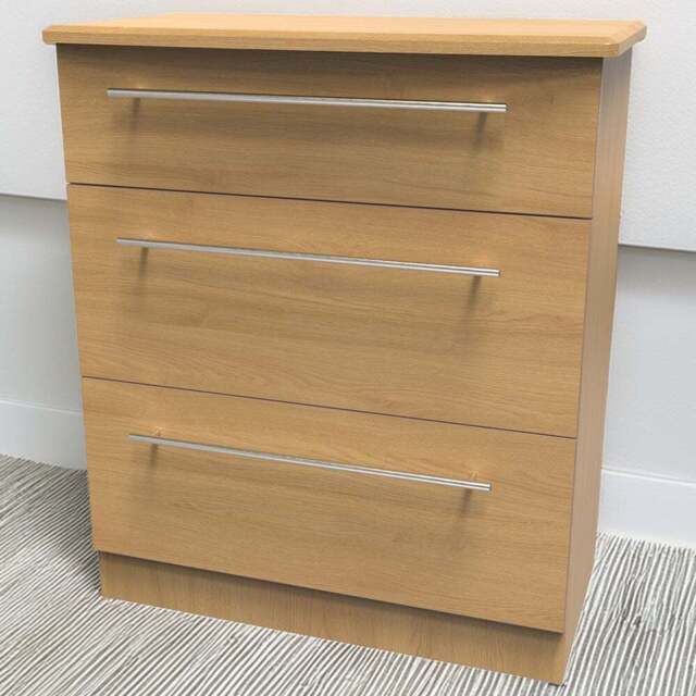 Crowndale Sherwood 3 Drawer Oak Deep Chest of Drawers - Brown - Wilko - image 1