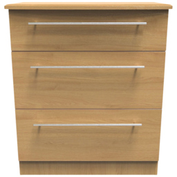 Crowndale Sherwood 3 Drawer Oak Deep Chest of Drawers - Brown - Wilko - thumbnail 3