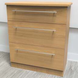Crowndale Sherwood 3 Drawer Oak Deep Chest of Drawers - Brown - Wilko - thumbnail 1