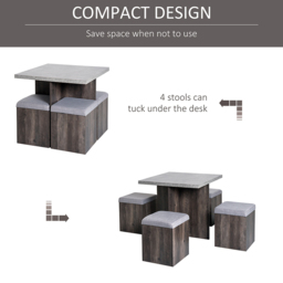 Portland 4 Seater Wooden Dining Set Grey - Brown - Wilko - thumbnail 5