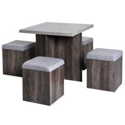 Portland 4 Seater Wooden Dining Set Grey - Brown - Wilko - thumbnail 3