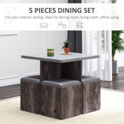 Portland 4 Seater Wooden Dining Set Grey - Brown - Wilko - thumbnail 6