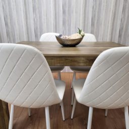 Kosy Koala 4 Seater Faux Leather Gem Pattern Dining Set Rustic Effect and White - Multi - Portland - Wilko - thumbnail 7