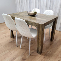Kosy Koala 4 Seater Faux Leather Gem Pattern Dining Set Rustic Effect and White - Multi - Portland - Wilko - thumbnail 5