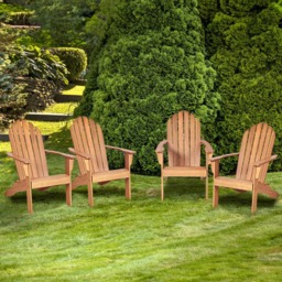 Costway Natural Slatted Acacia Wood Adirondack Lounger Chair - Cream - Wilko - thumbnail 5