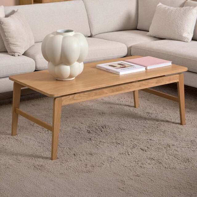 Florence Essex Rectangular Oak Coffee Table - Size: 45 x 120 x 60cm - Brown - Furniture To Go - Wilko - image 1