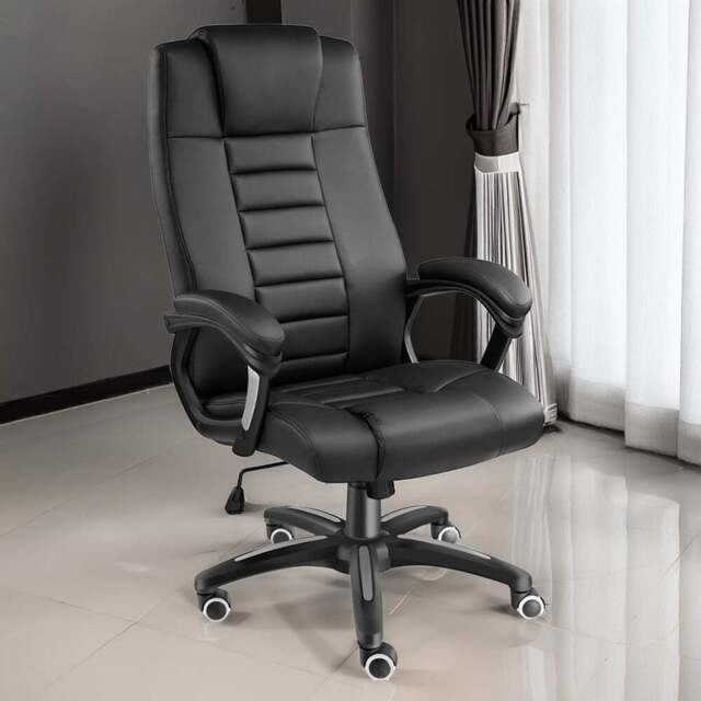 tectake Black Office Chair with Padded Armrests - Size: 50 x 49 x 52cm - Wilko - image 1